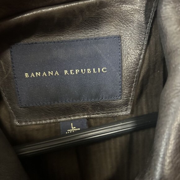 Banana Republic Men’s Brown Genuine Leather Coat Jacket Size Large - Picture 2 of 11